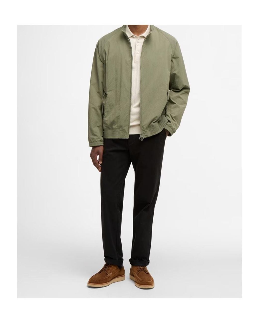 Barbour Green Zippered Long-Sleeved Raincoat for men