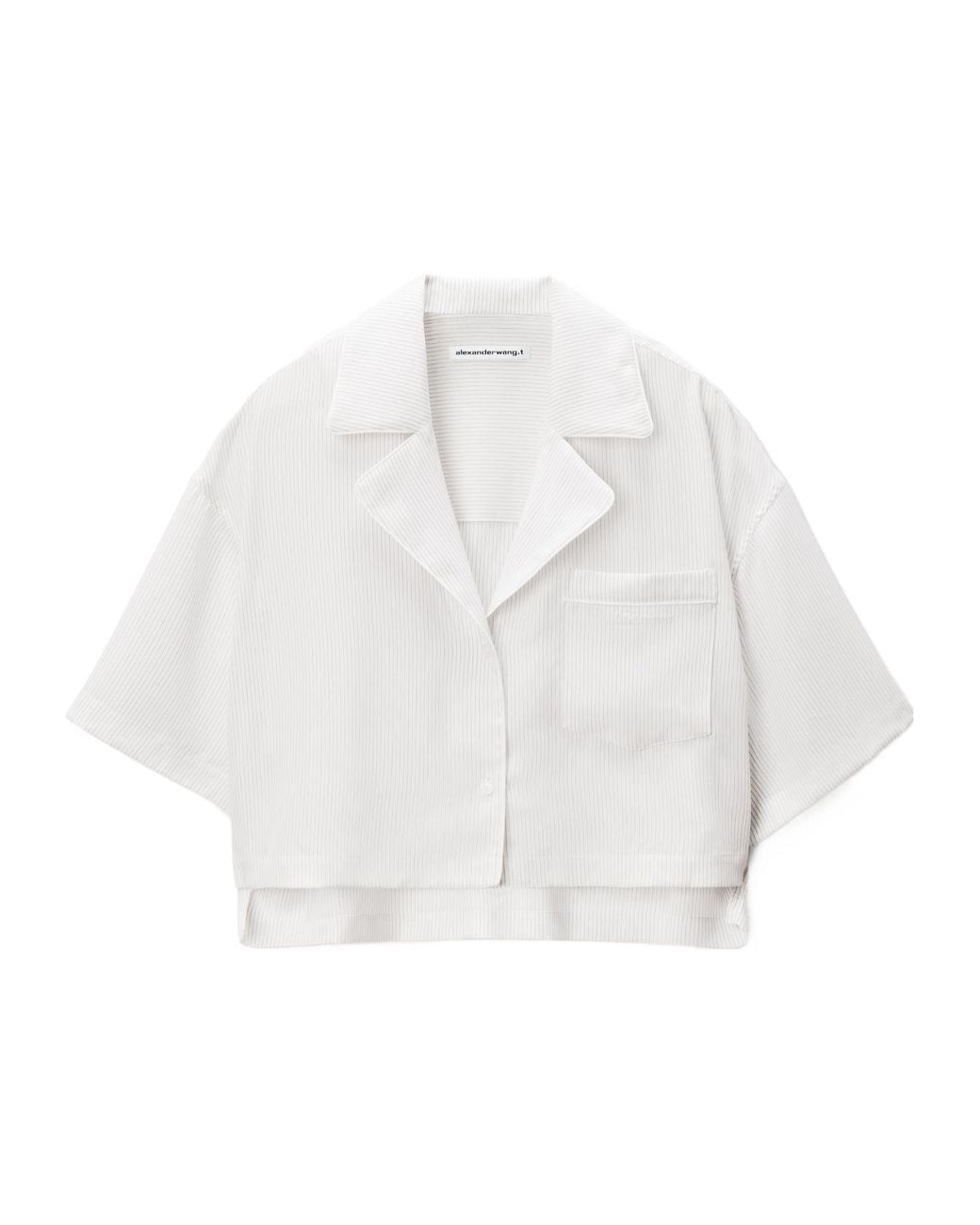 T By Alexander Wang White Striped Boxy Shirt