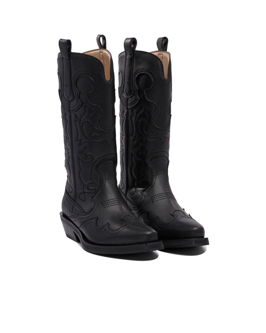 Ganni Black Stitched Boots
