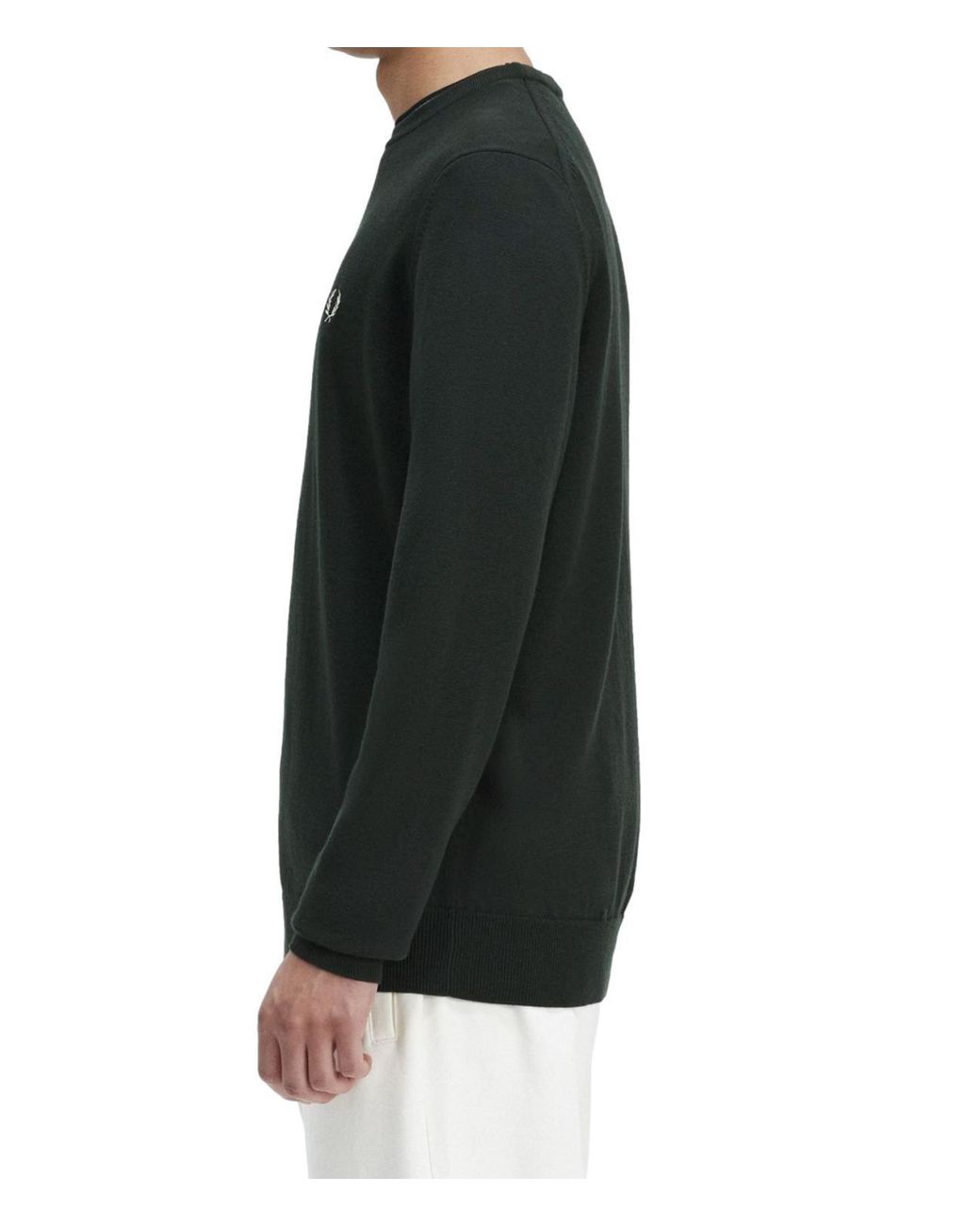 Fred Perry Black Logo-Embroidered Crew-Neck Jumper for men