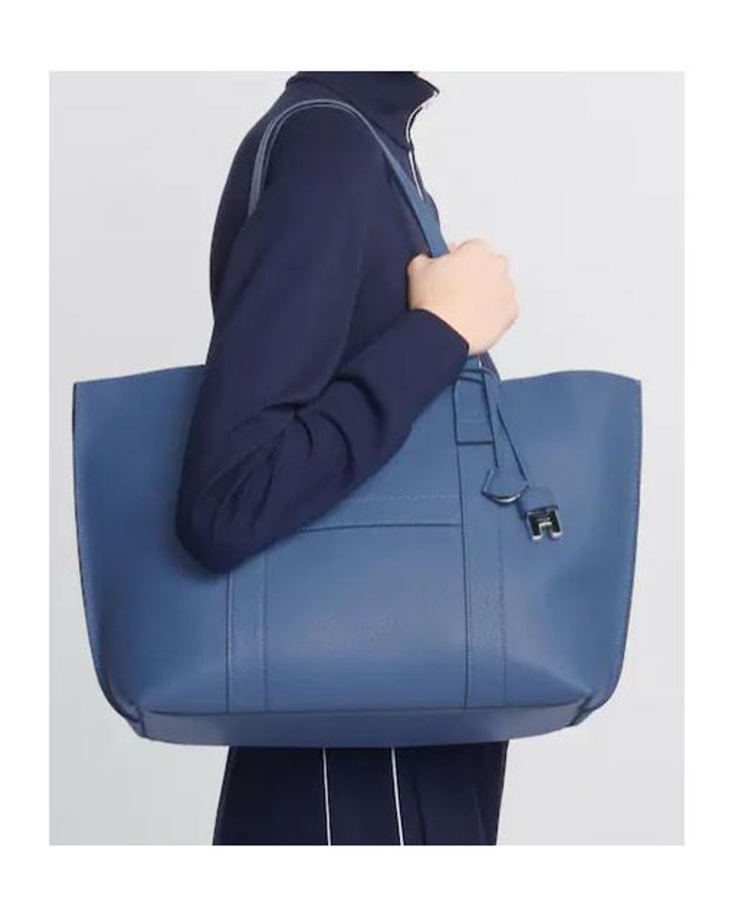 Hogan Blue Hanging Accent Script Top Handle Bag