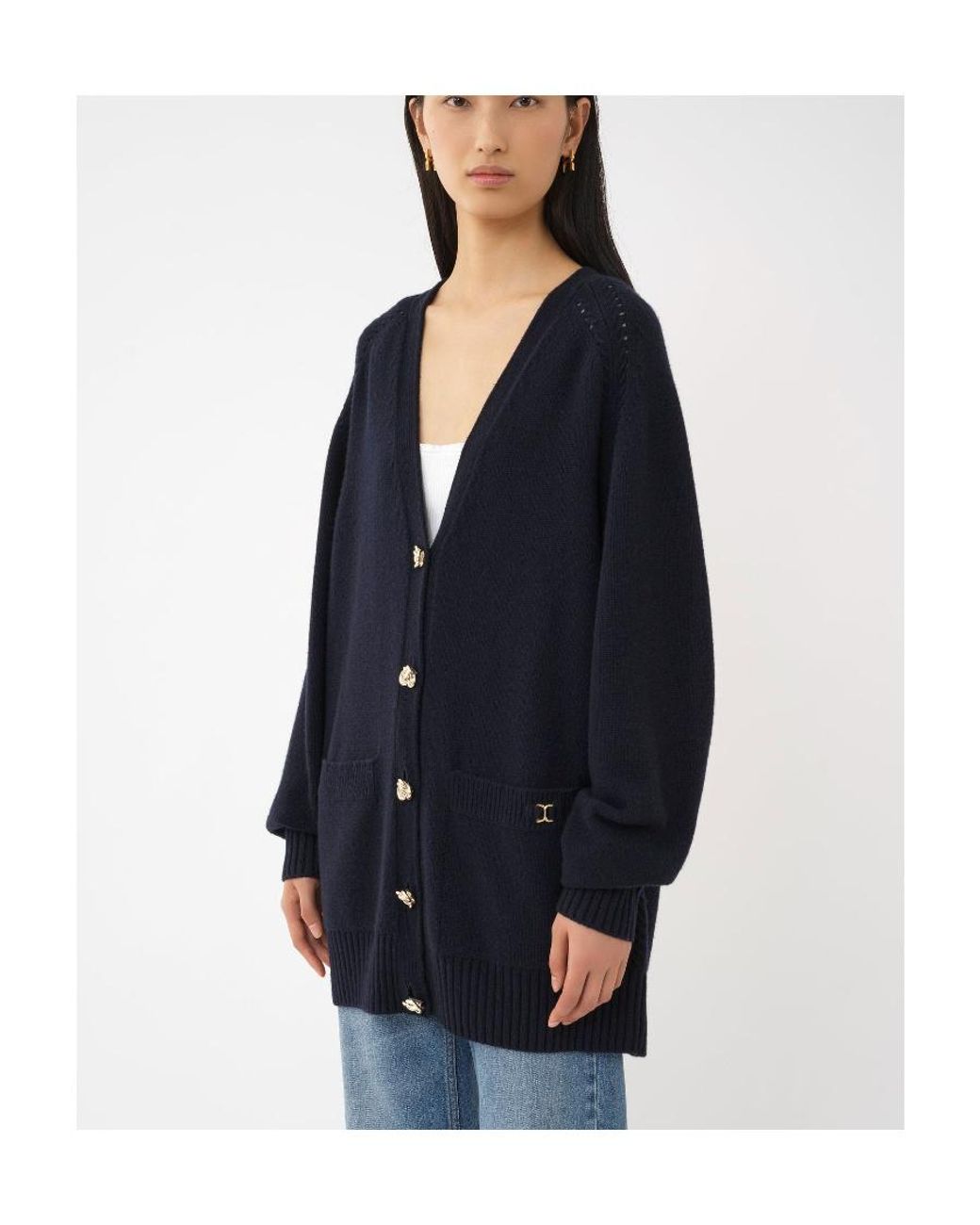 Chloé Blue Chloé V-Neck Knitted Cardigan