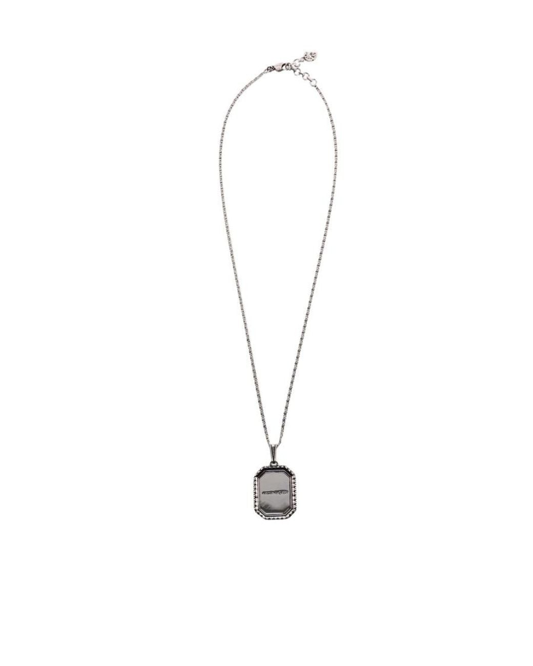 McQueen White Logo Engraved Necklace