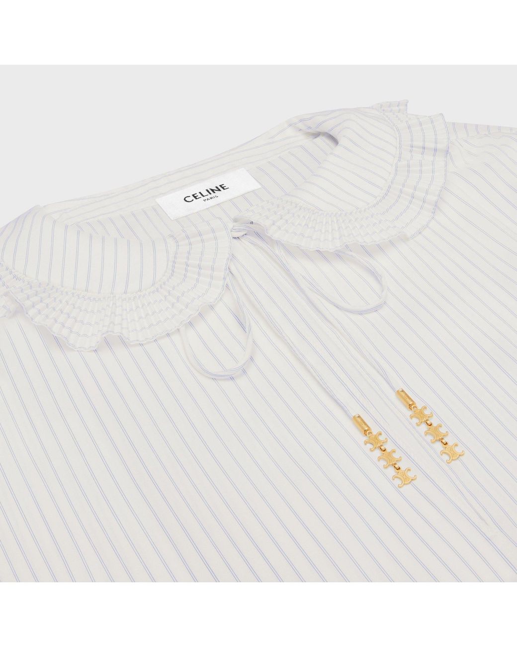 Céline White Blouse With Frilled Claudine Collar