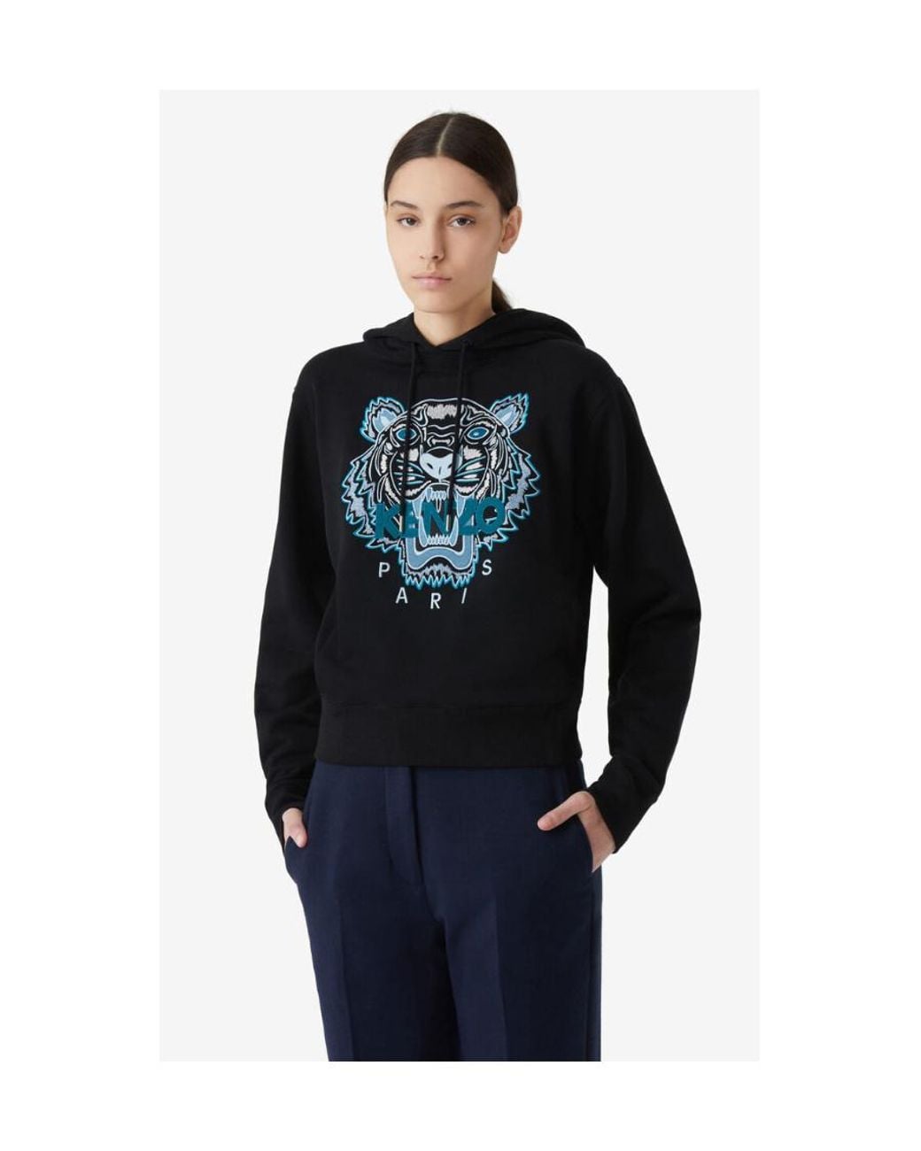 KENZO Blue Tiger Logo Hoodie
