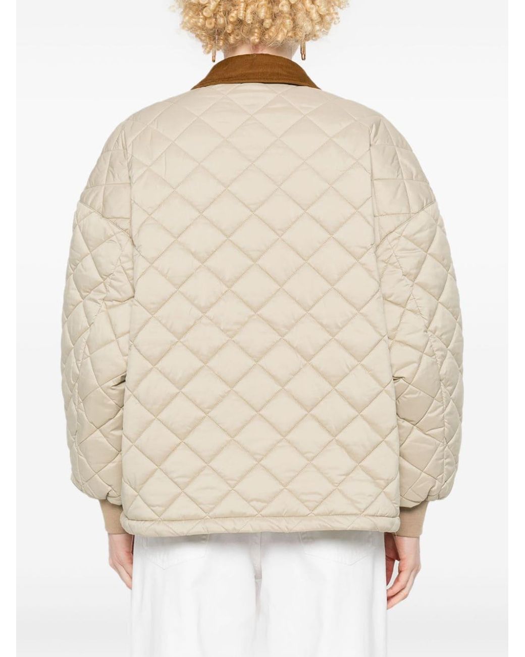 Miu Miu Natural Logo-Patch Quilted Jacket