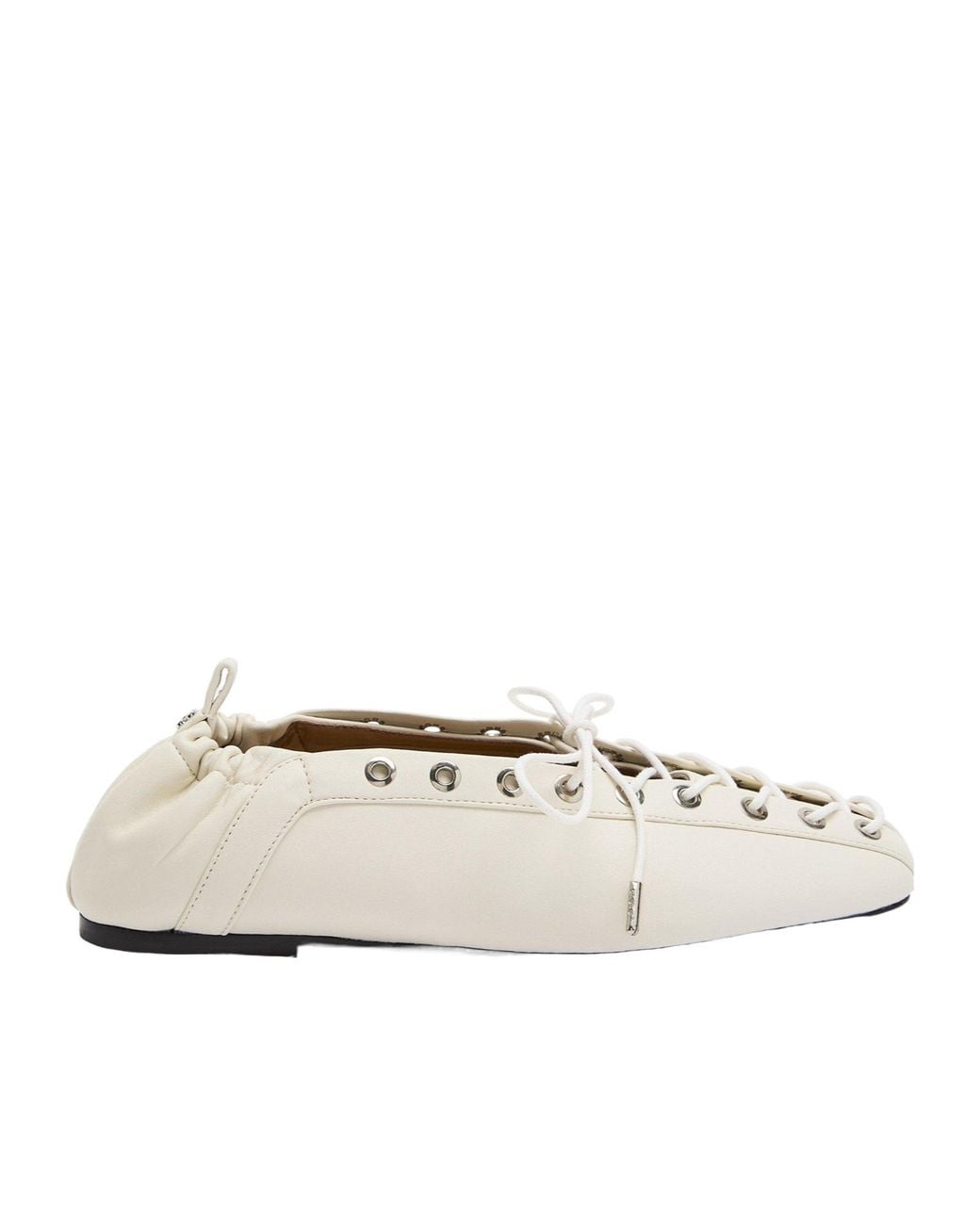 Ganni Natural Lace-Up Ballet Pumps