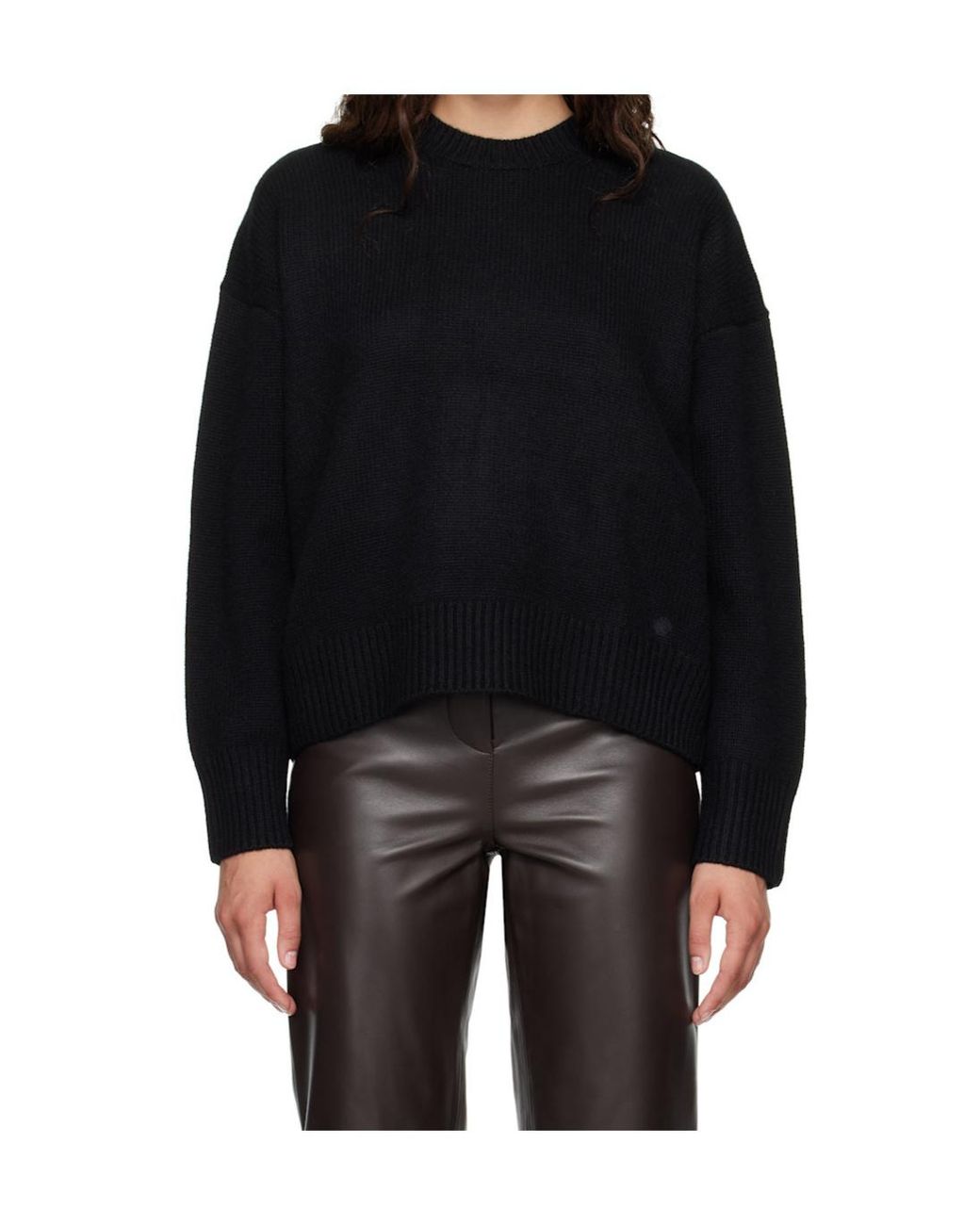 Loulou de Saison Black Oversized Crew-Neck Sweater