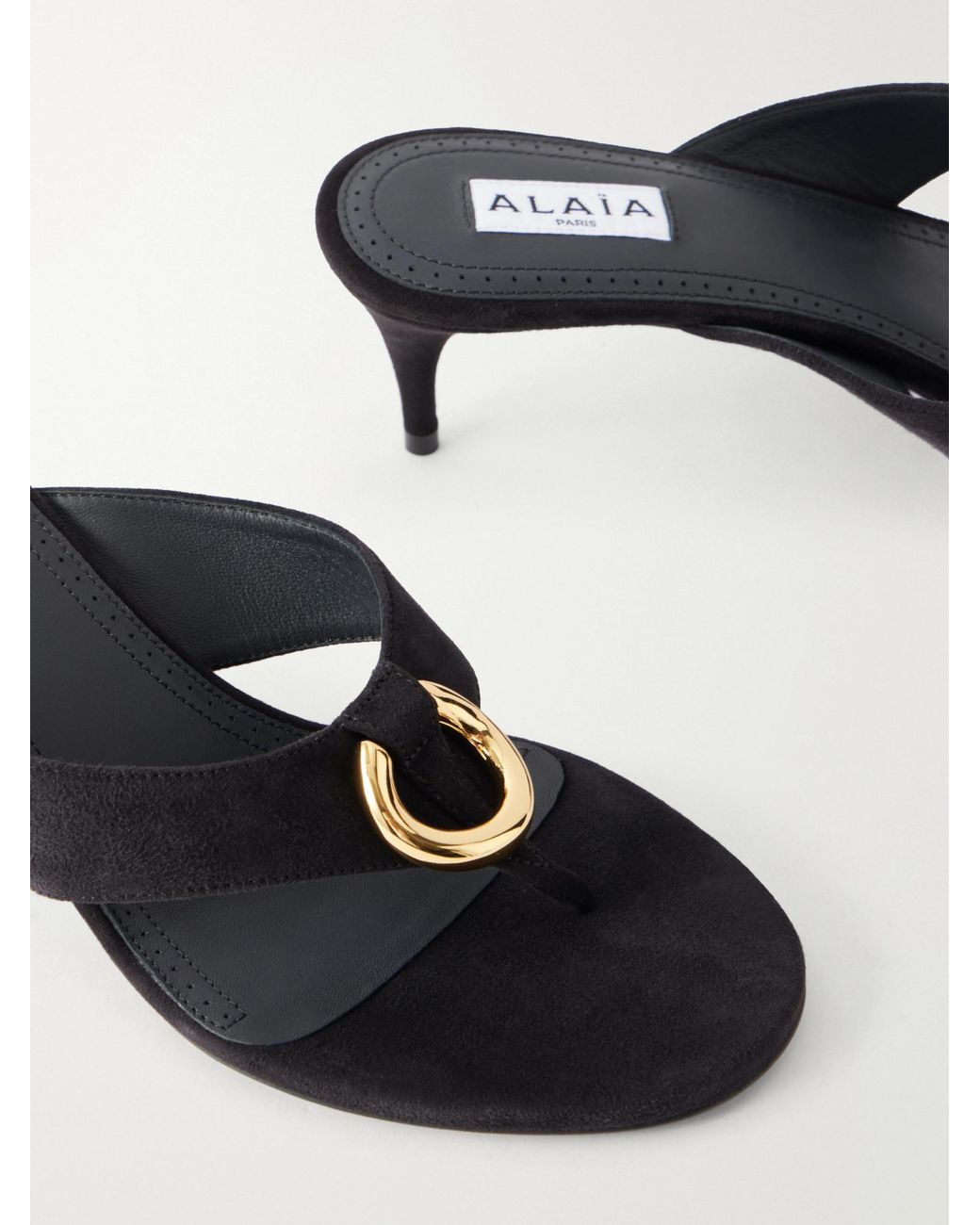 Alaïa Multicolor Embellished Suede Thong Sandals