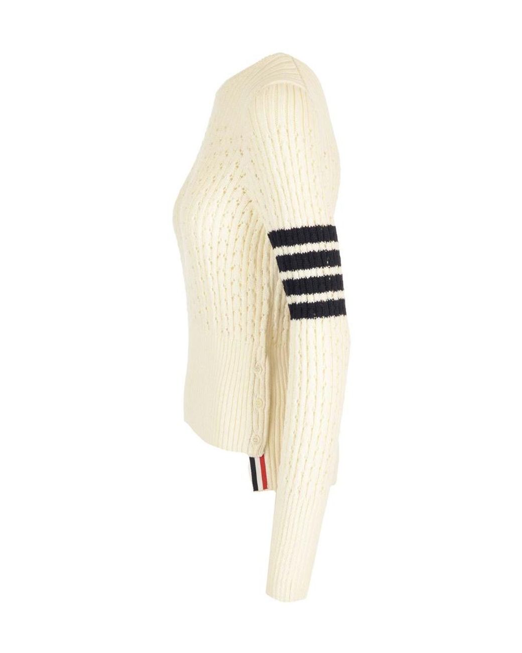 Thom Browne Natural 4-Bar Crewneck Jumper