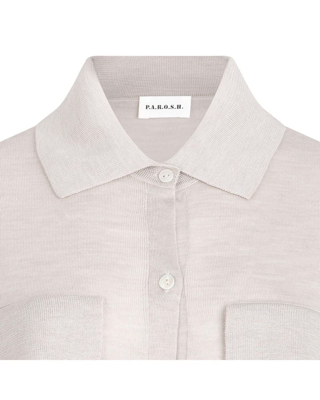 P.A.R.O.S.H. White Buttoned Patch-Pocket Cardigan