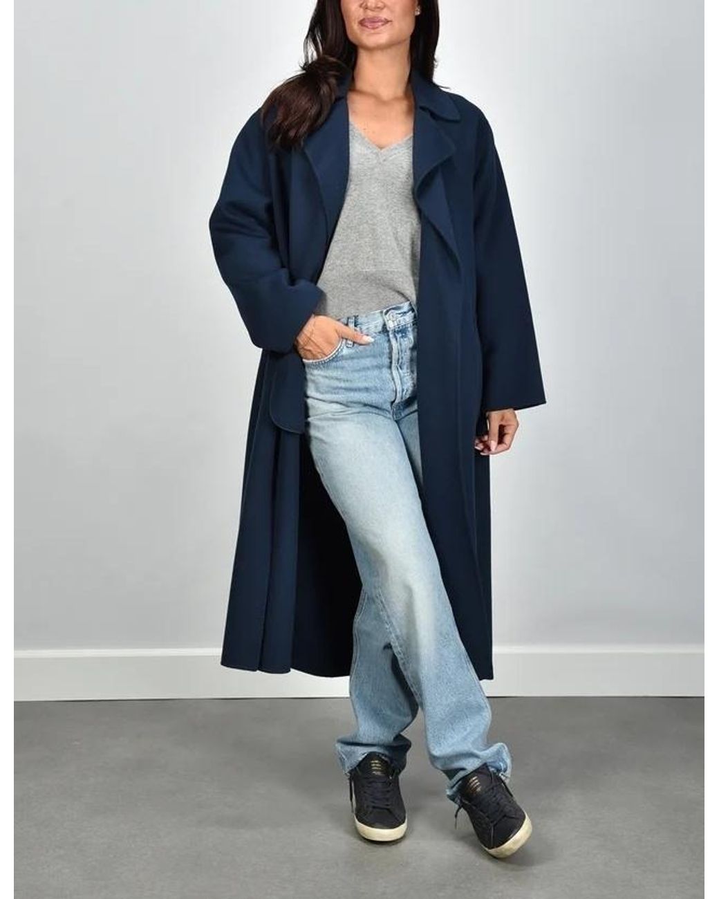Weekend by Maxmara Blue Operoso Belted Long Coat