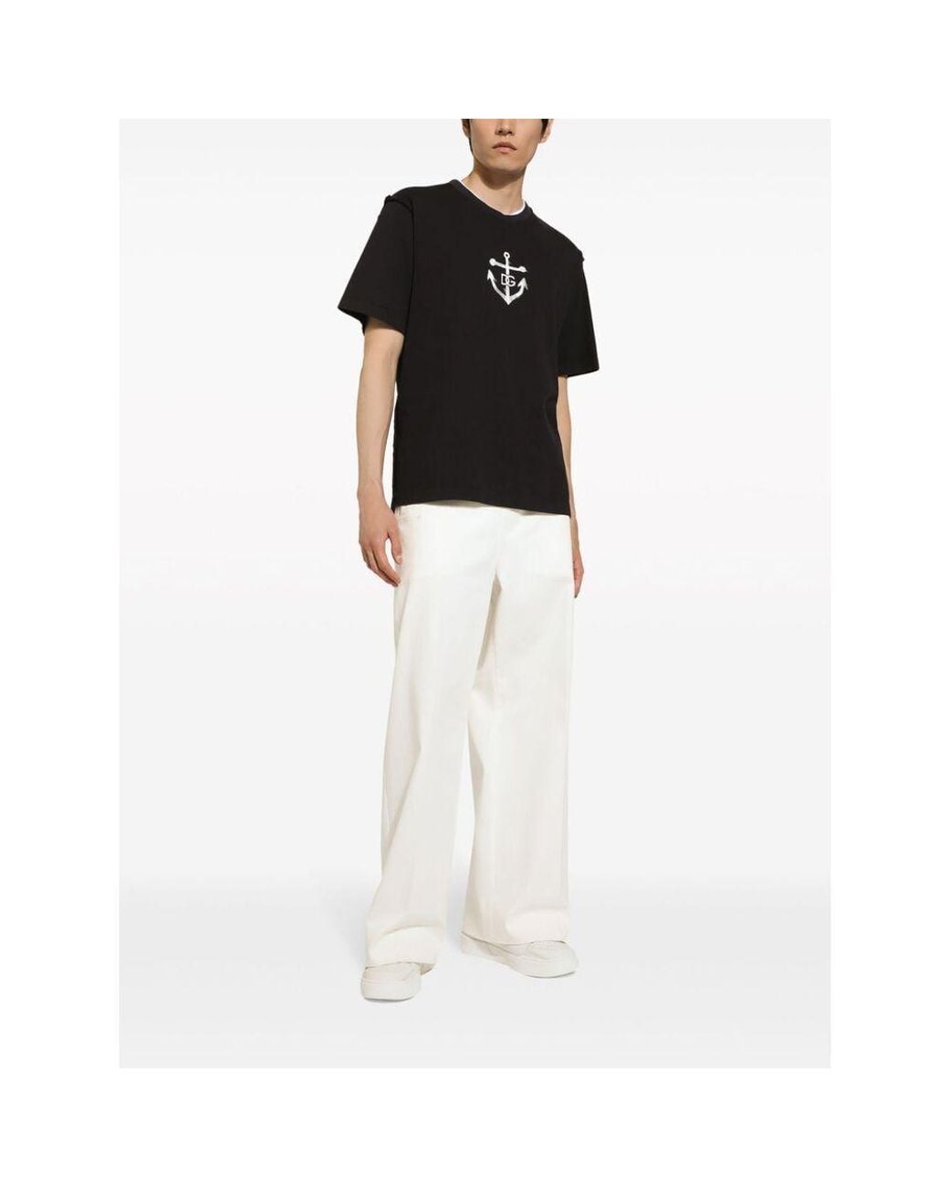 Dolce & Gabbana Black Marina-Printed Short-Sleeved T-Shirt for men