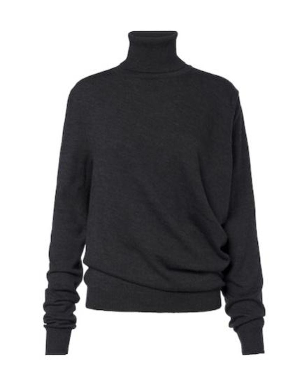 Magda Butrym Black Draped Wool Turtleneck Sweater