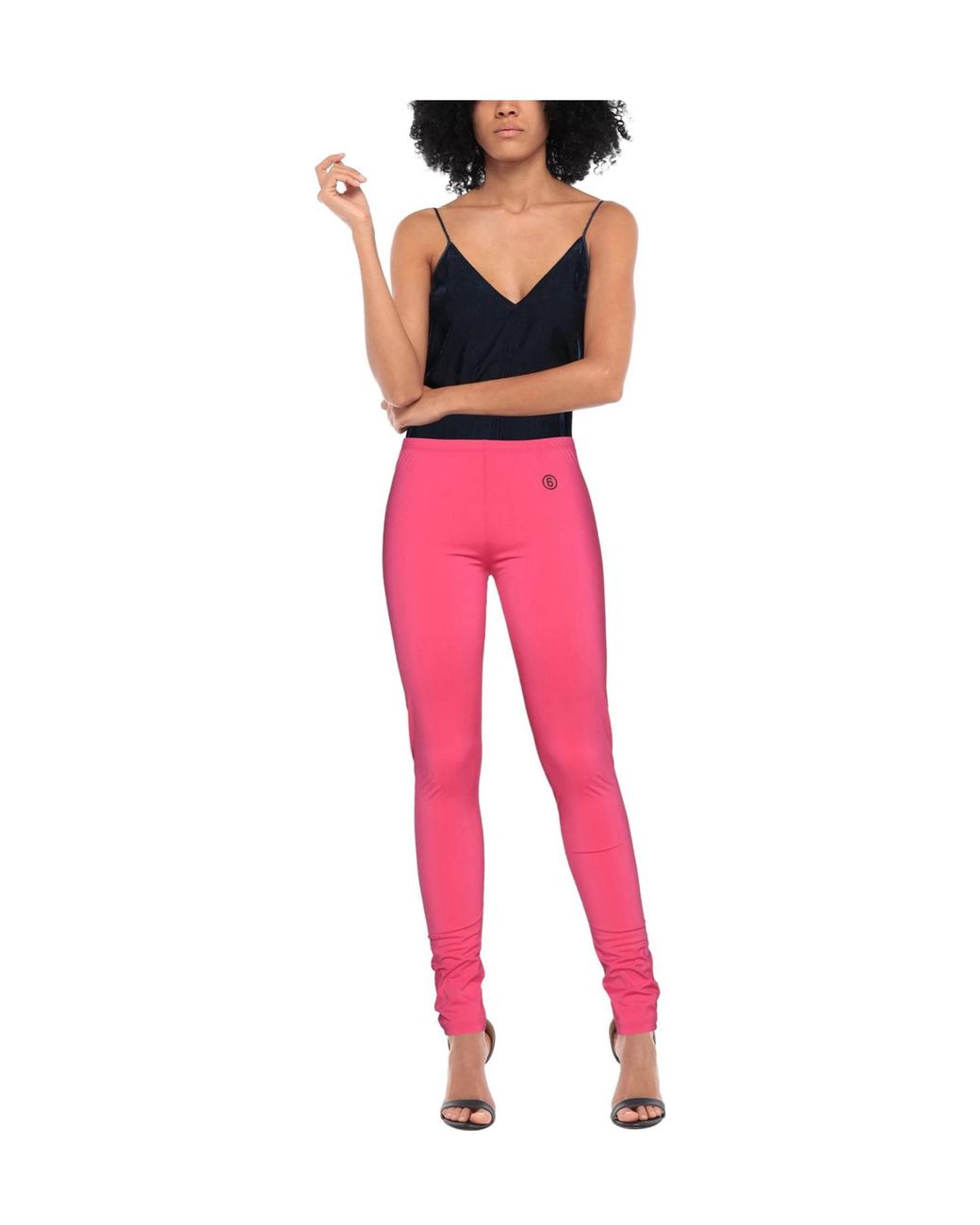 MM6 by Maison Margiela Pink Plain Colour Leggings