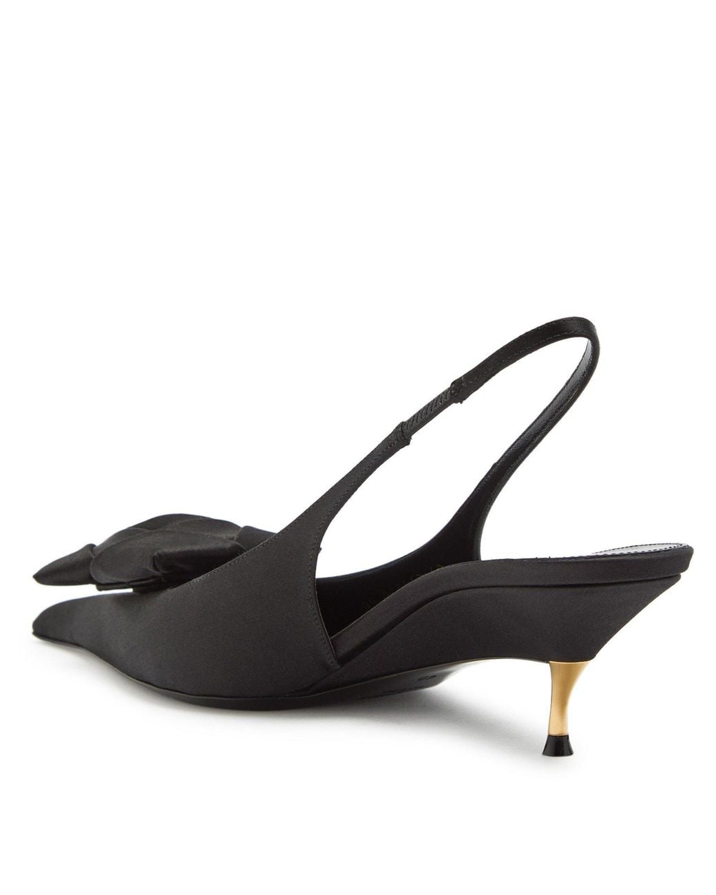Saint Laurent Black Satin Slingback Pumps