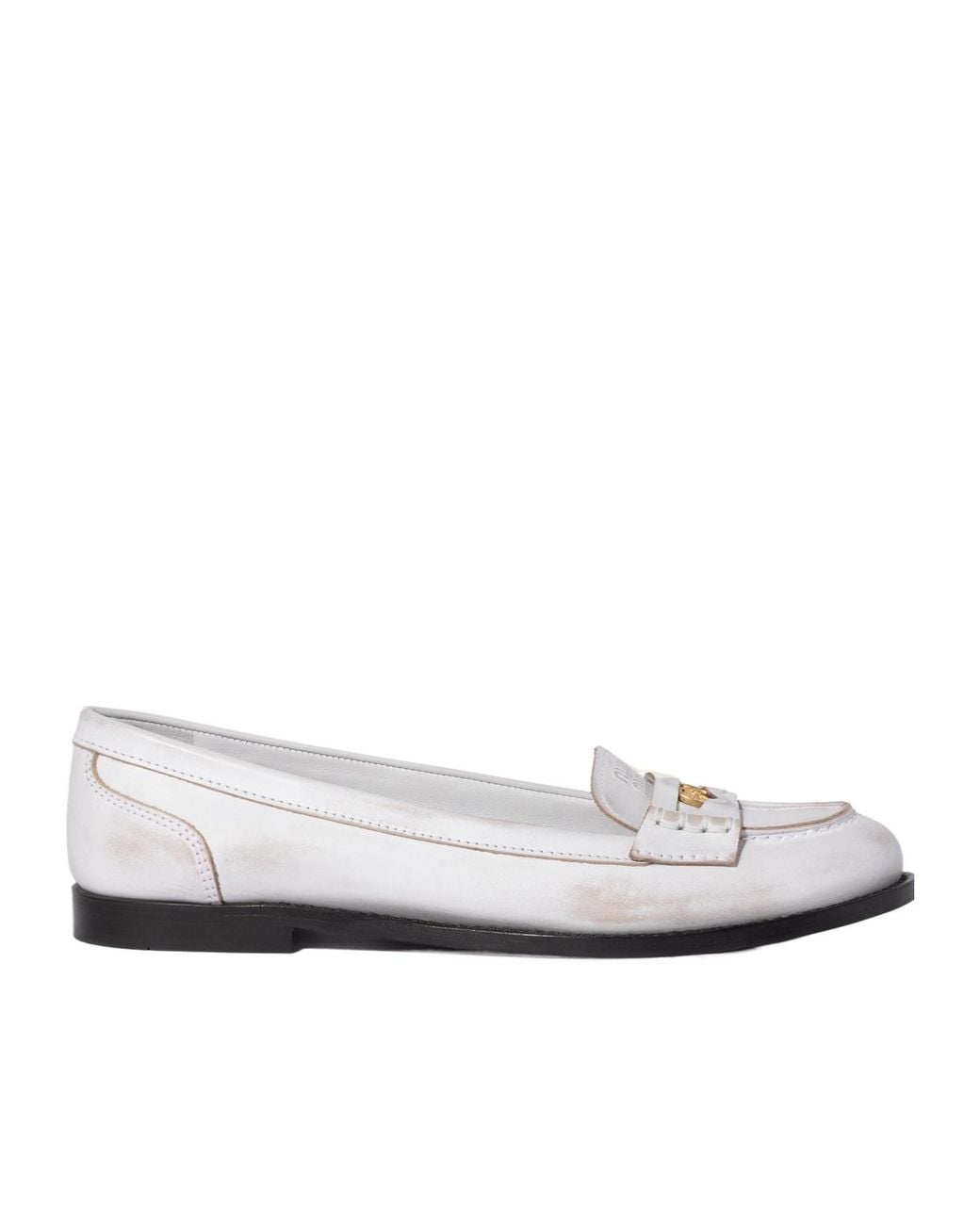 Miu Miu White Logo Loafers
