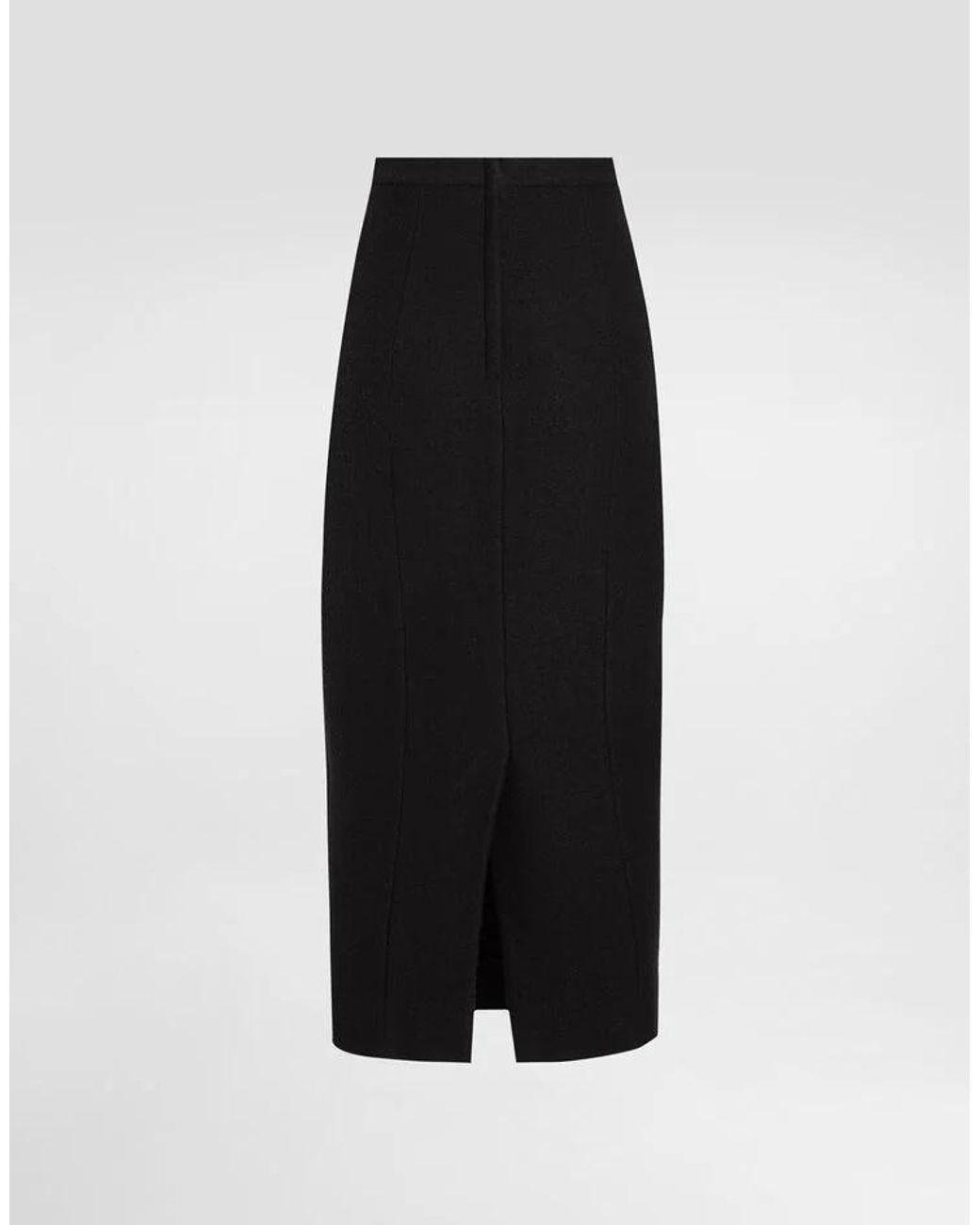Dolce & Gabbana Black Virgin Wool Midi Skirt