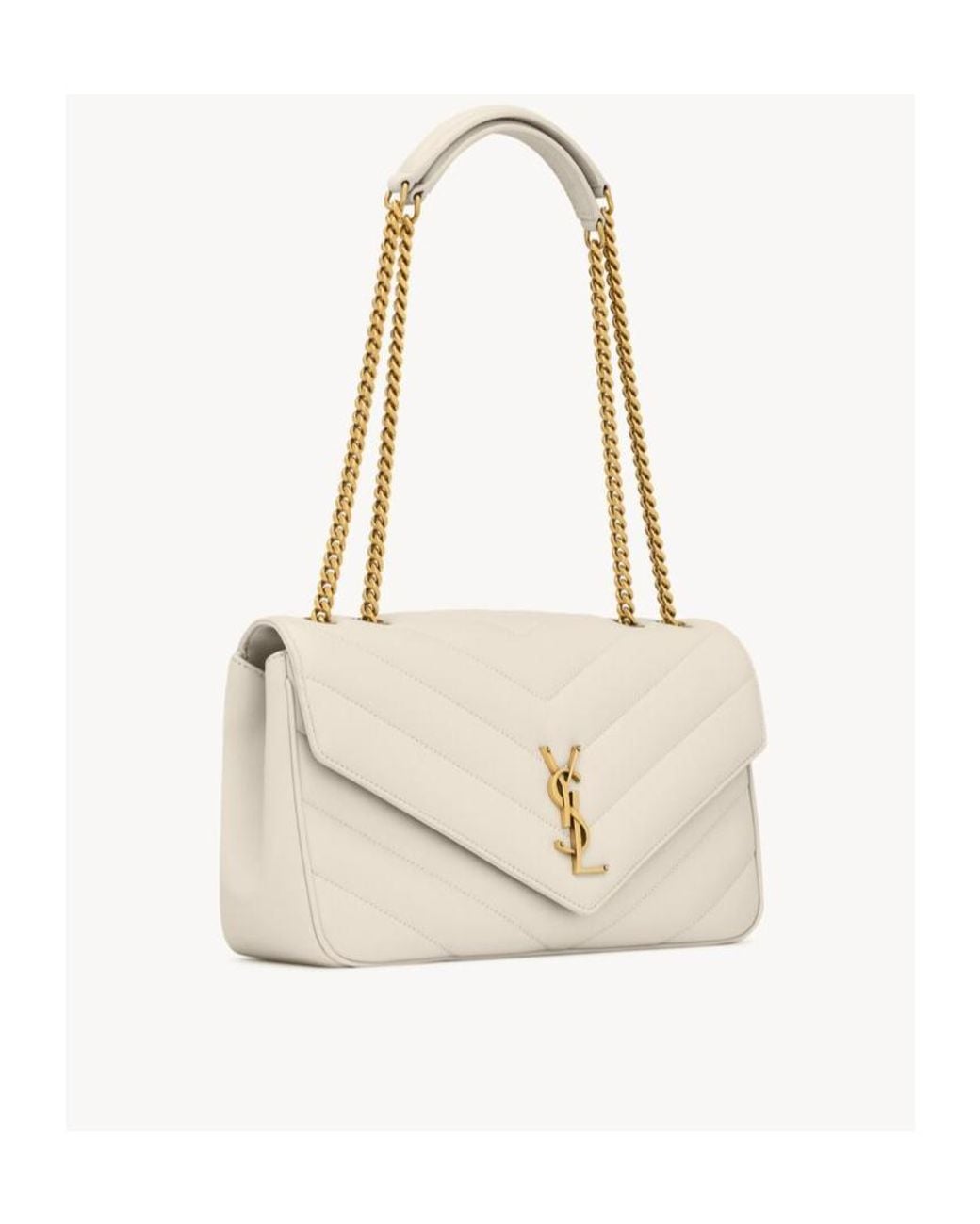 Saint Laurent White Loulou Medium Shoulder Bag
