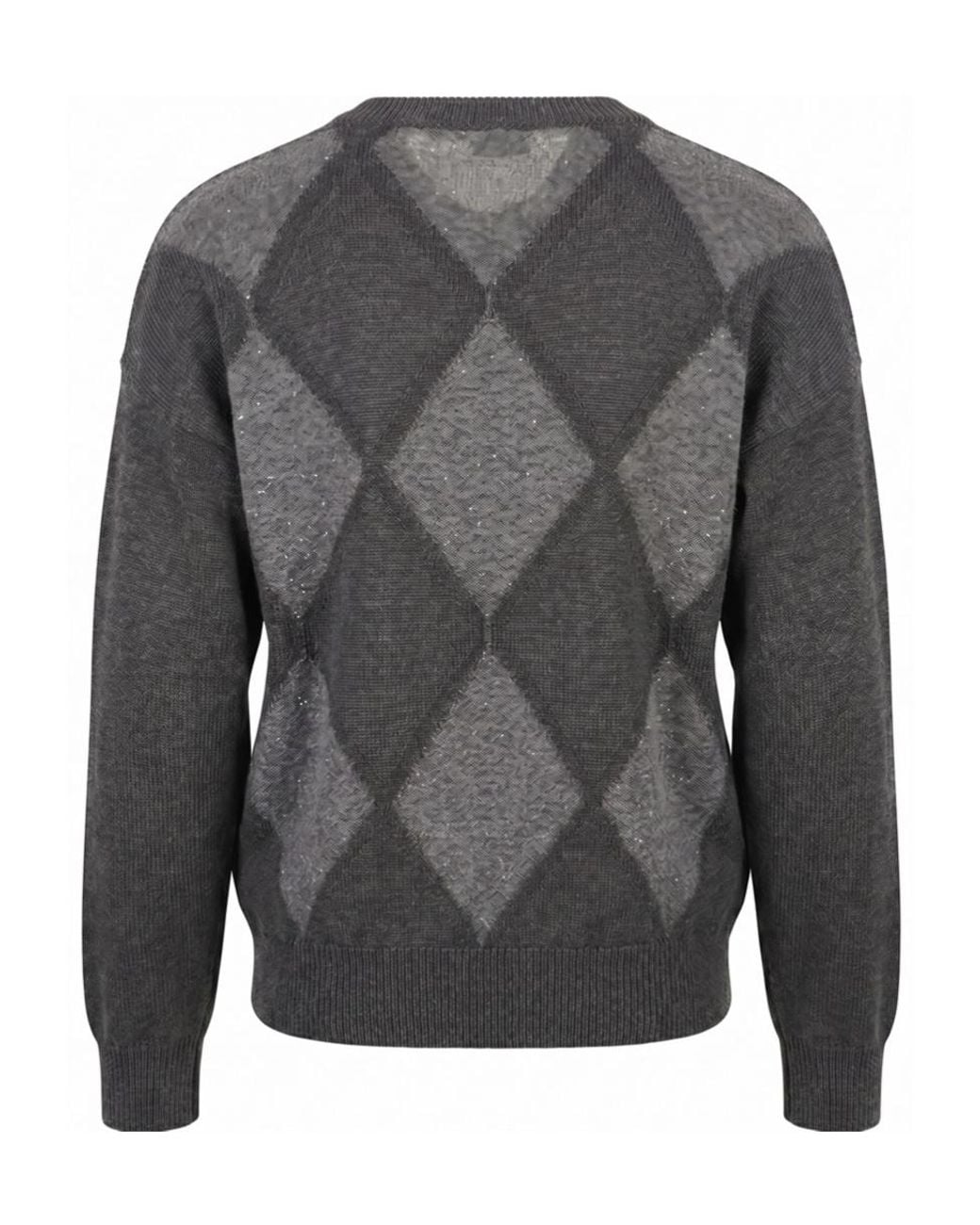 Peserico Gray Argyle Long Sleeved Jumper