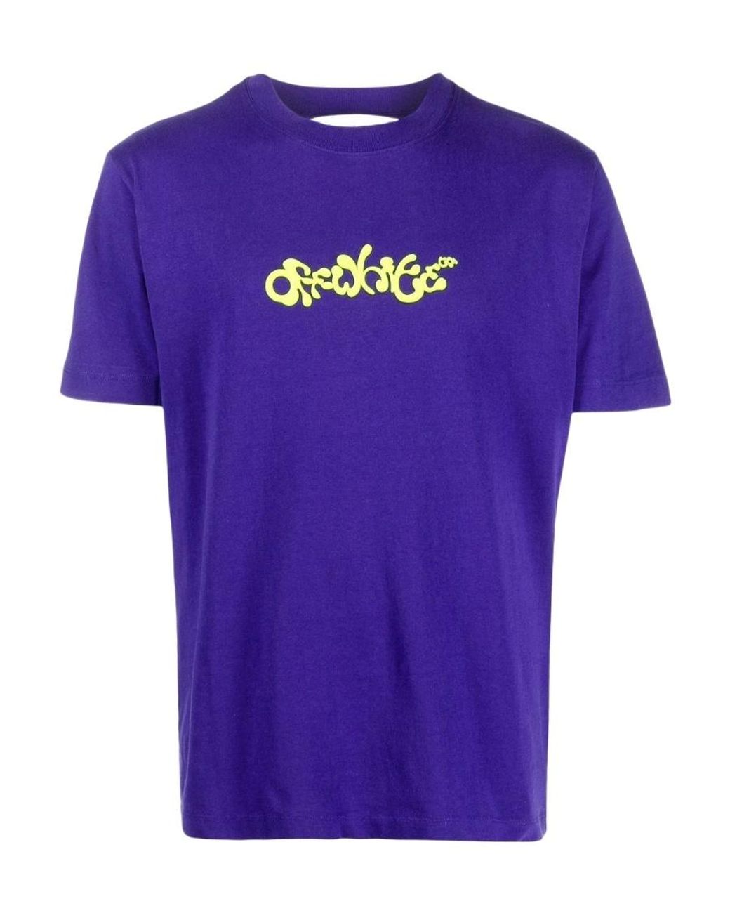 Off-White c/o Virgil Abloh Blue Logo Detailed Crewneck T-Shirt for men