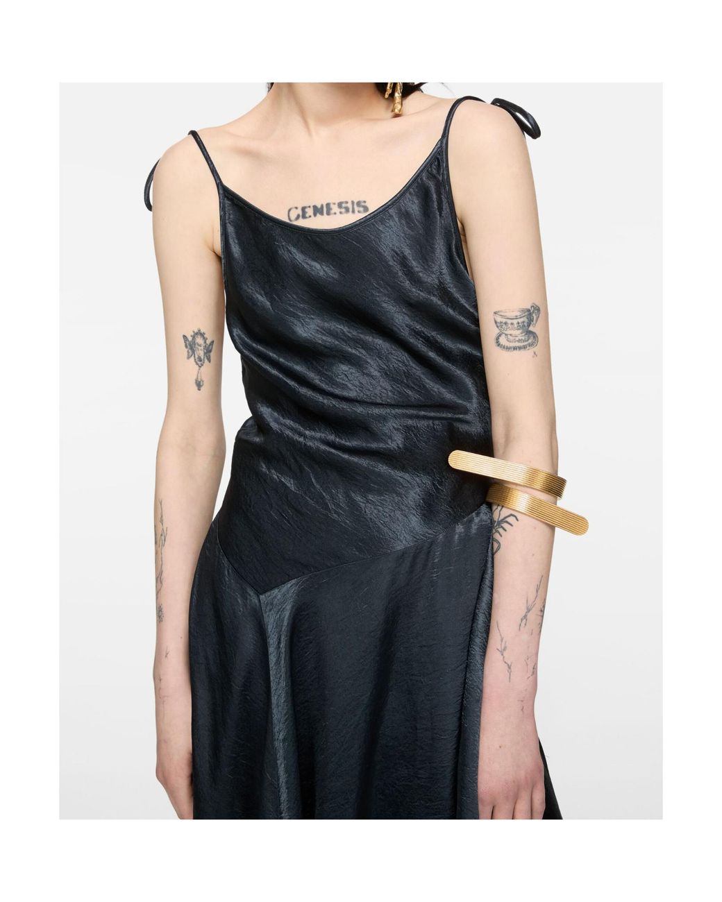 Acne Blue Satin Lace Dress