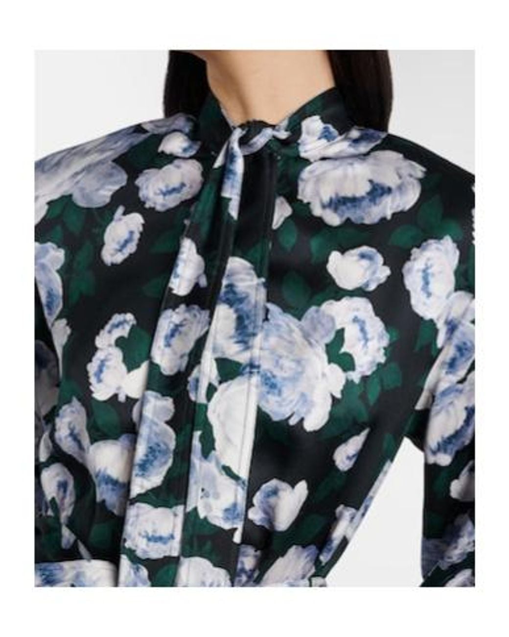 Stella McCartney White Floral Tie-Neck Satin Midi Dress