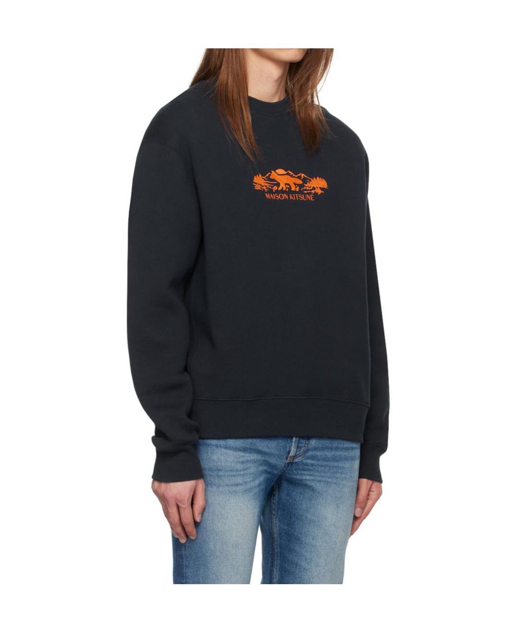 Maison Kitsuné Black Maison Kitsuné Outdoor Profile Fox Crewneck Sweatshirt for men