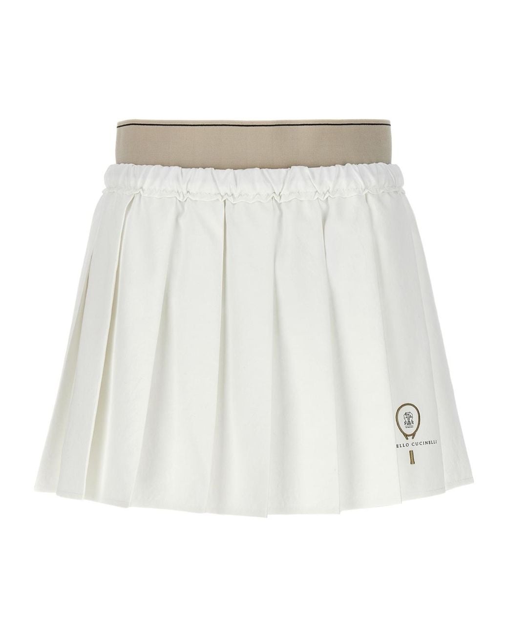 Brunello Cucinelli White Pleated Mini Skirt