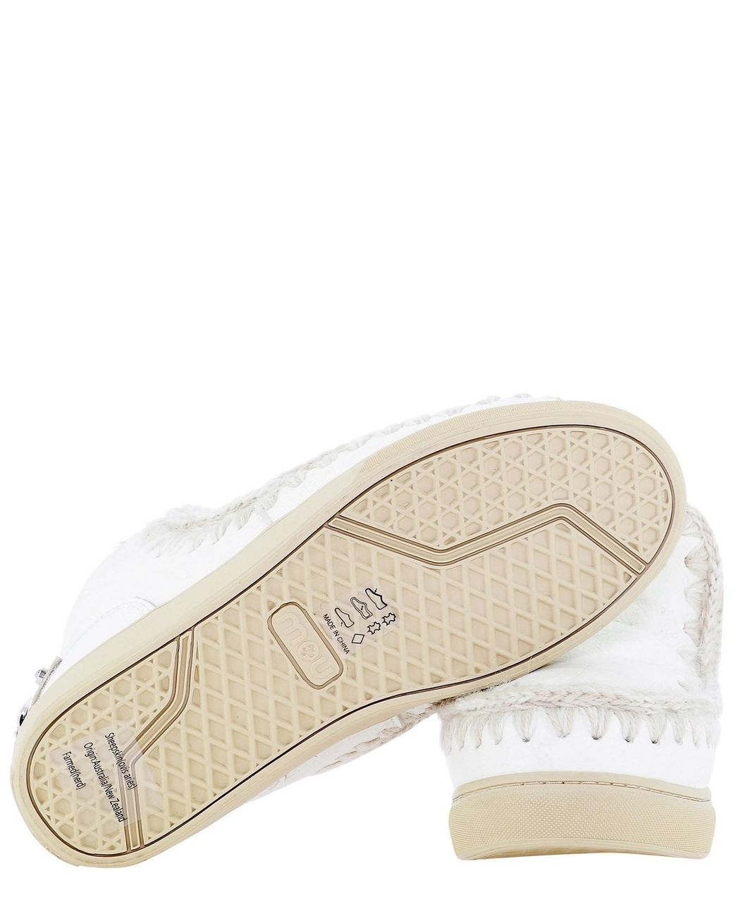Mou White Stitched Ankle Boots