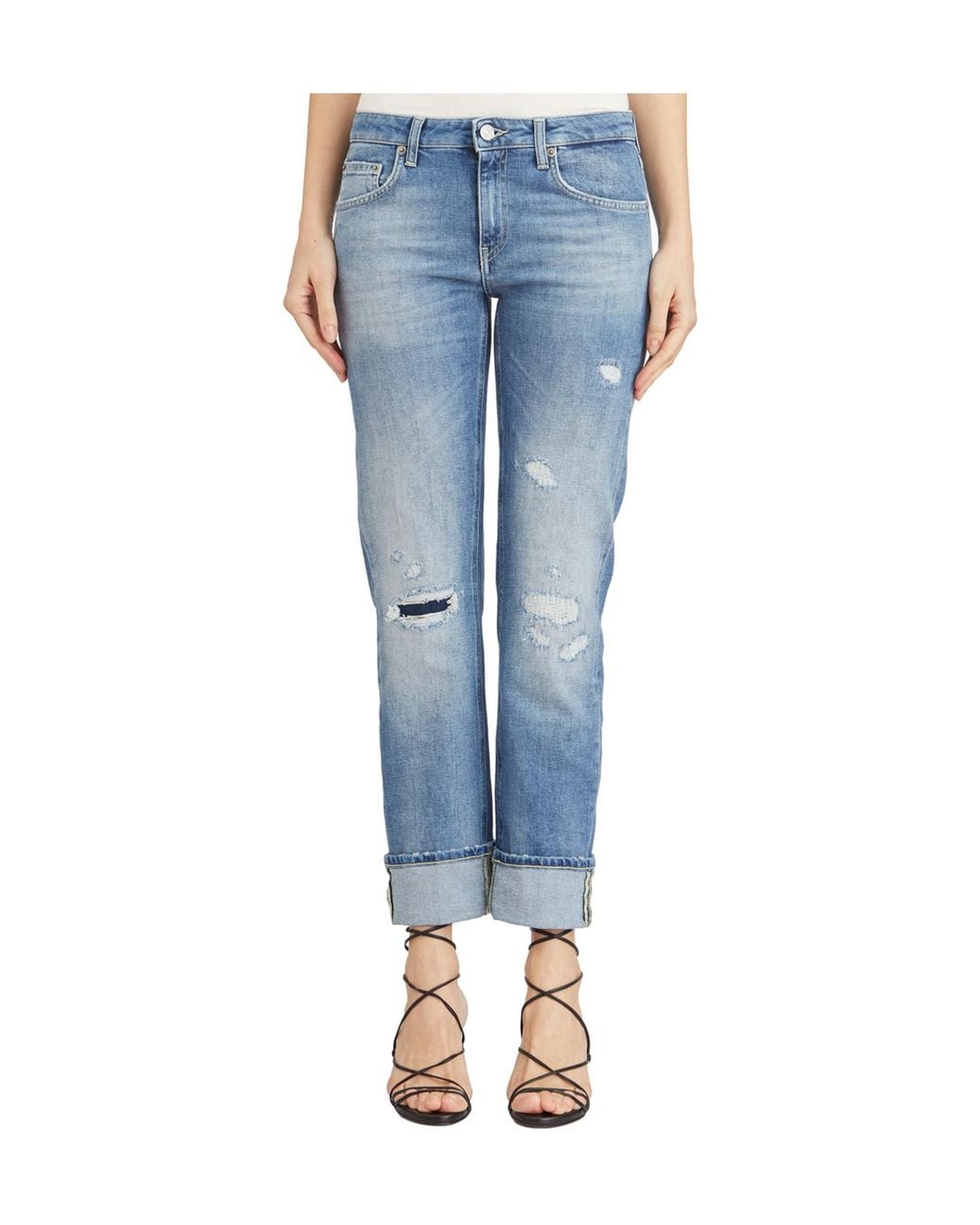 Dondup Blue Distressed, Faded Denim Trousers