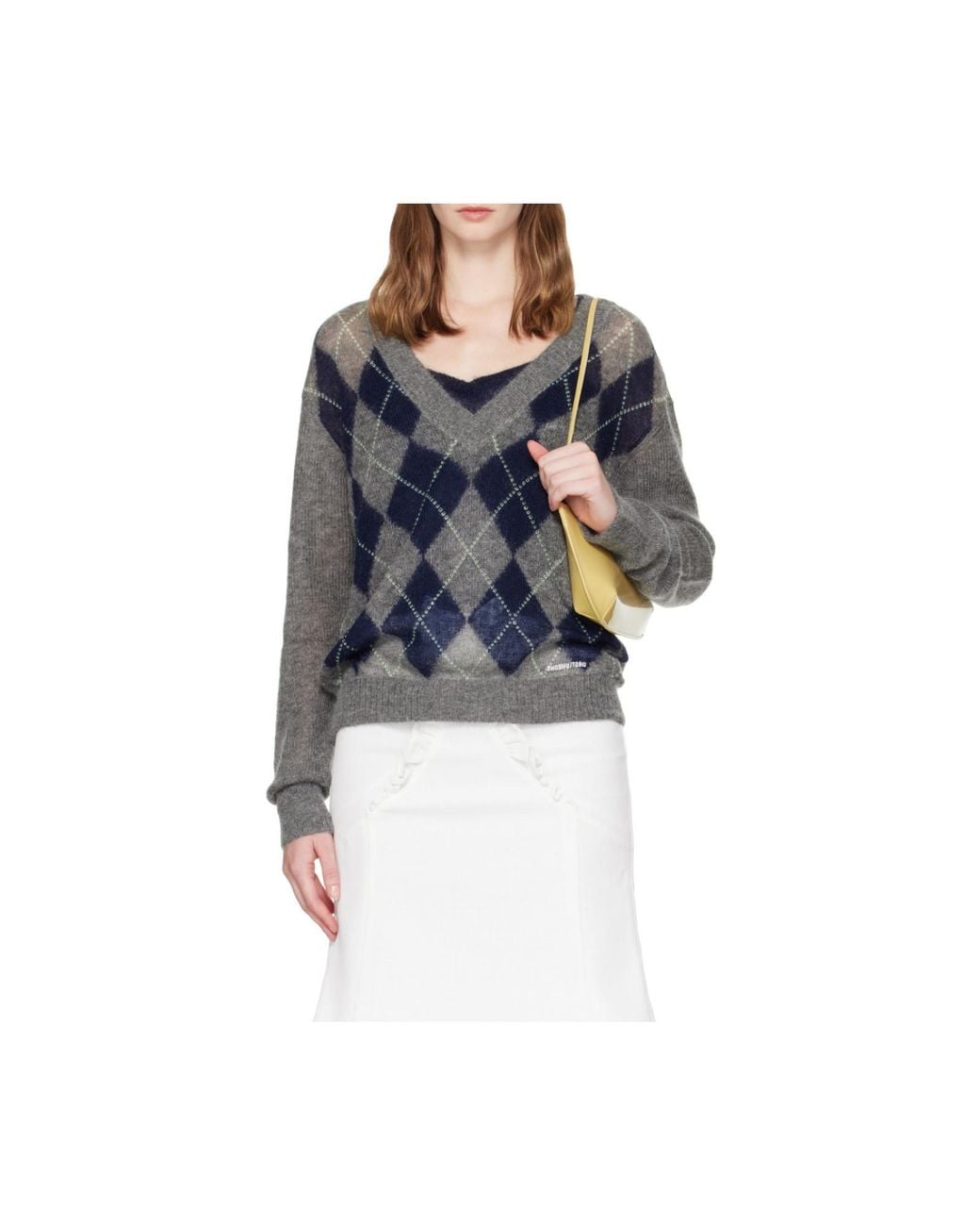 ShuShu/Tong Blue Shushu/Tong Argyle V-Neck Knitted Sweater