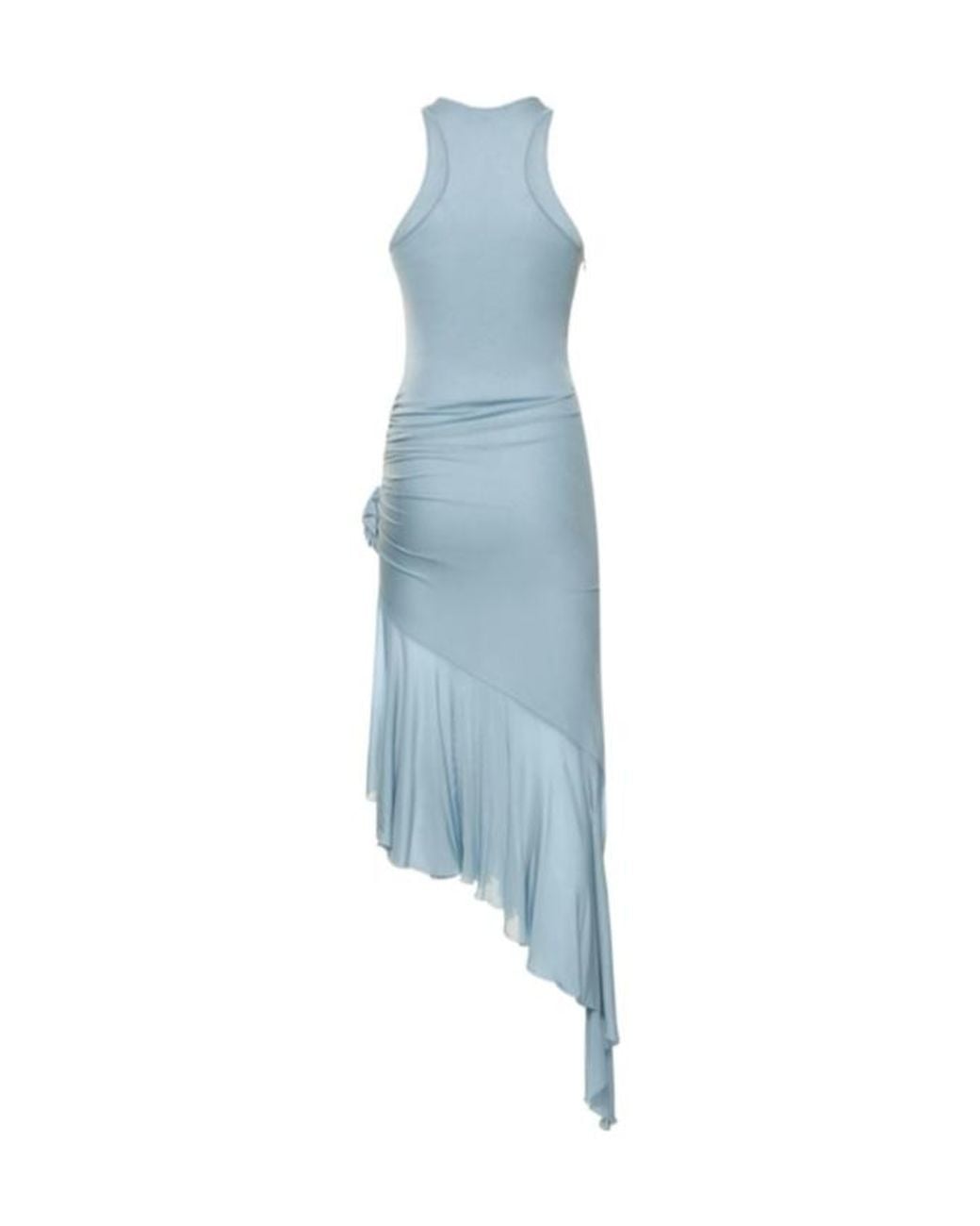 Blumarine Blue Viscose Jersey Draped Midi Dress