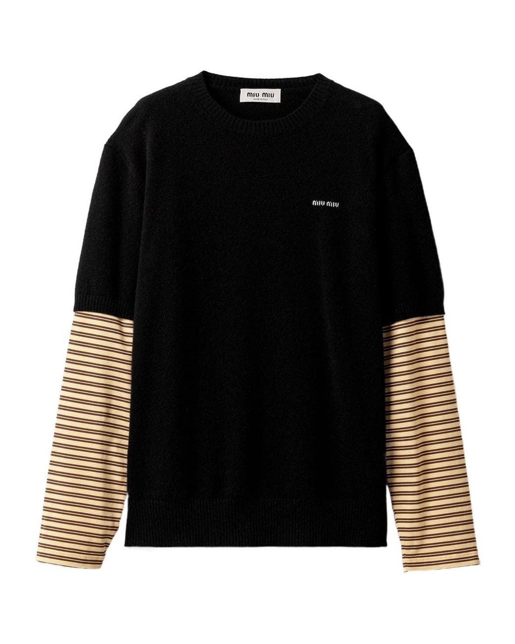 Miu Miu Black Cashmere And Jersey Sweater