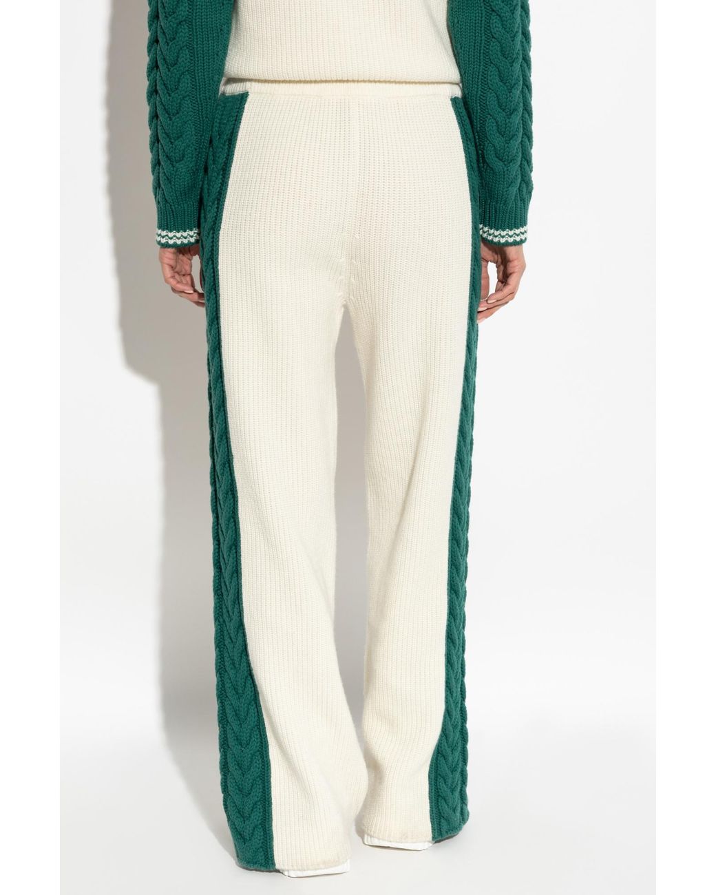 Casablanca White Straight-Leg Cable-Knit Trousers