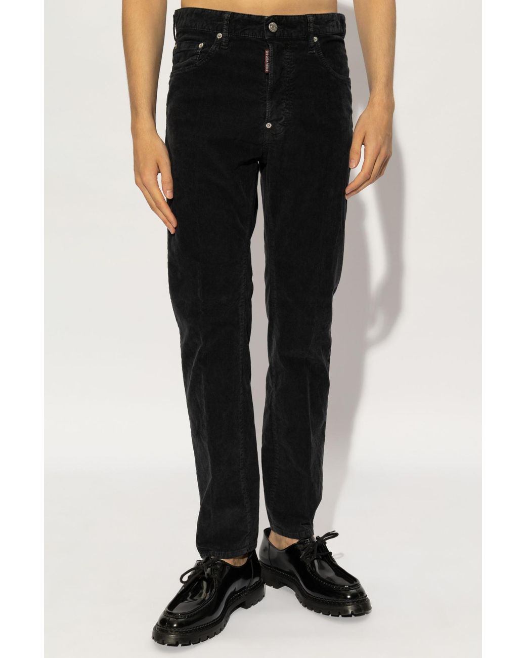 DSquared² Black Straight-Leg Corduroy Trousers for men