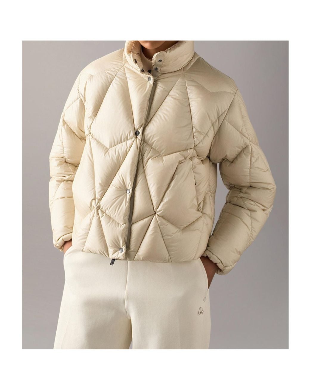 Moose Knuckles Natural Quilted Patch Down Jacket