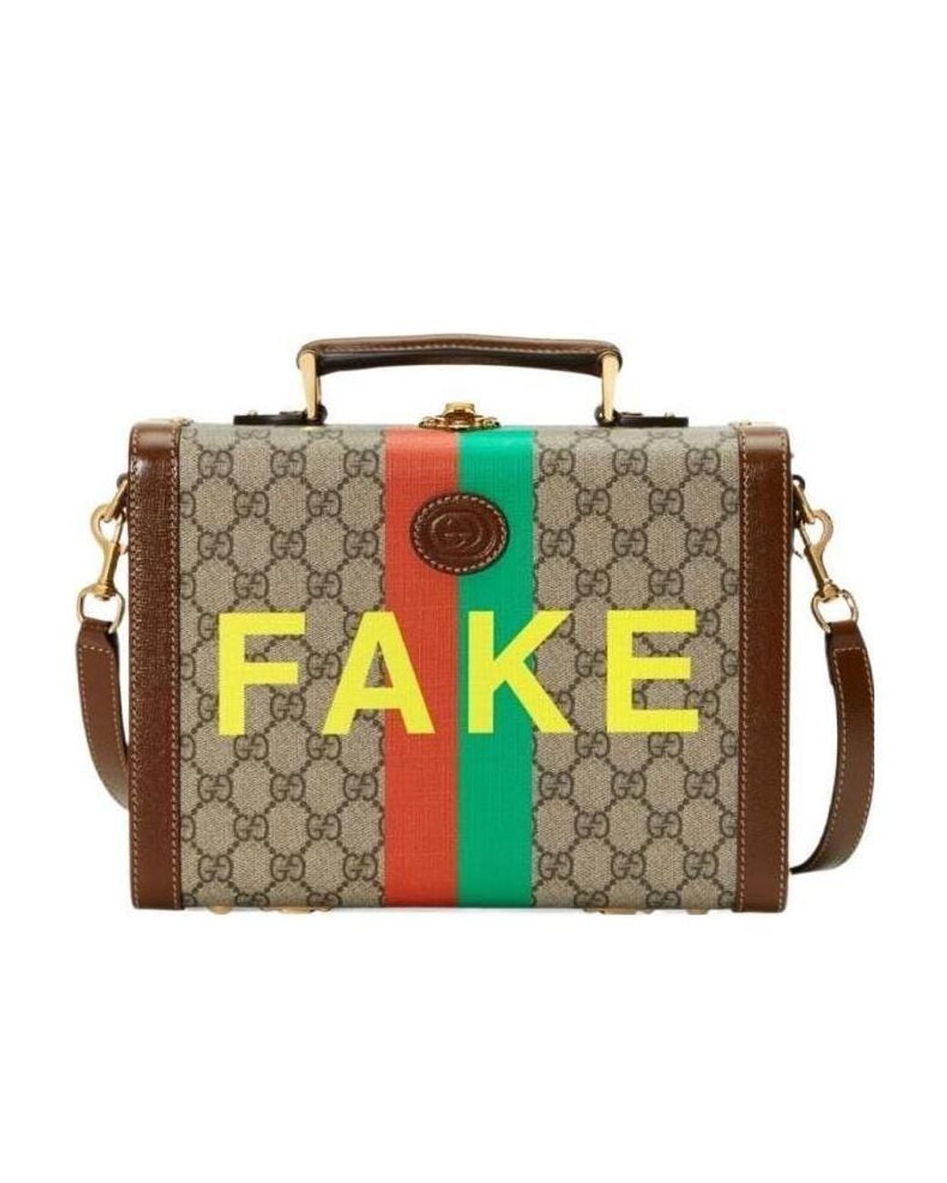 Gucci Green 'Fake/Not' Print Shoulder Bag for men