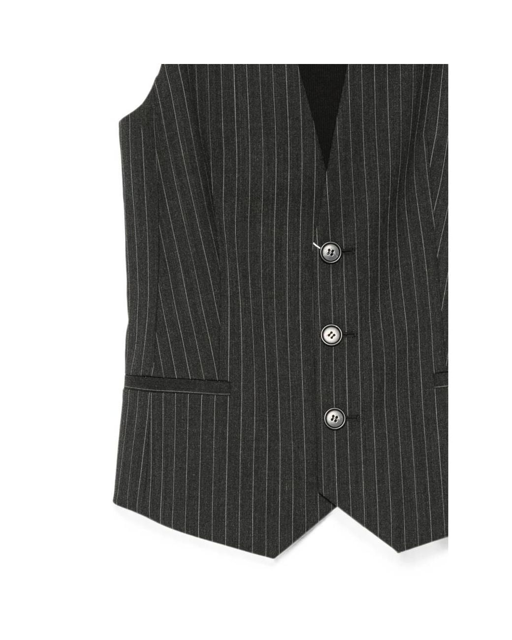MM6 by Maison Margiela Black V-Neck Striped Vest