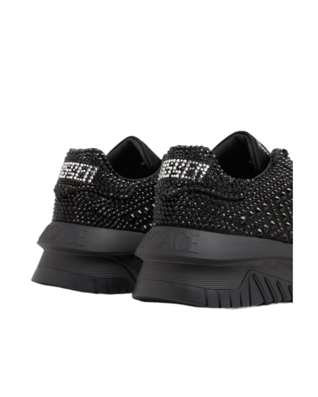 Versace Black Odissea Crystal-Embellished Sneakers for men