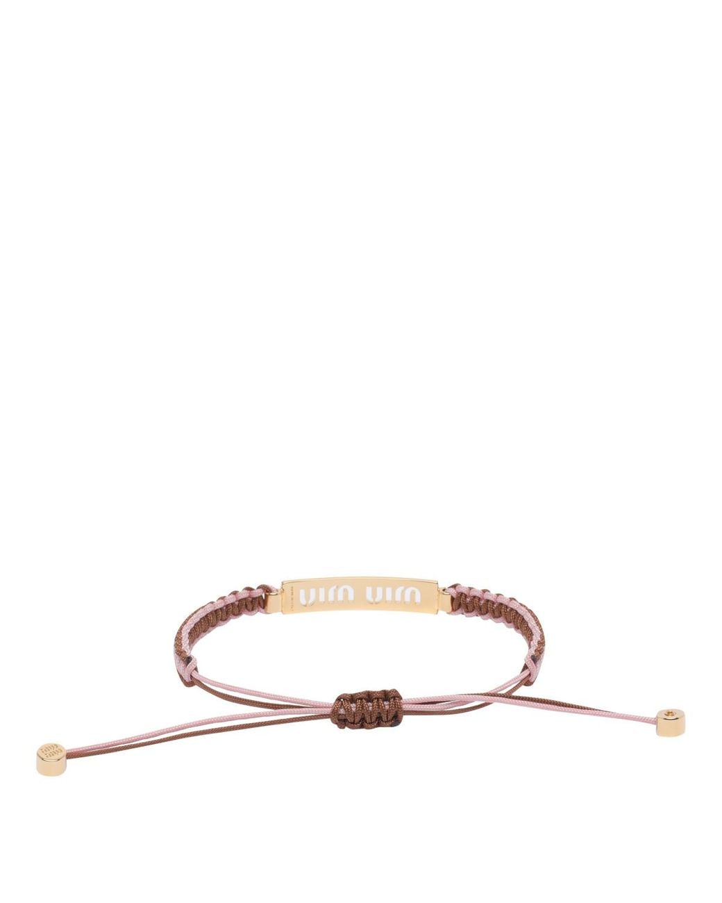 Miu Miu White Cotton And Metal Bracelet