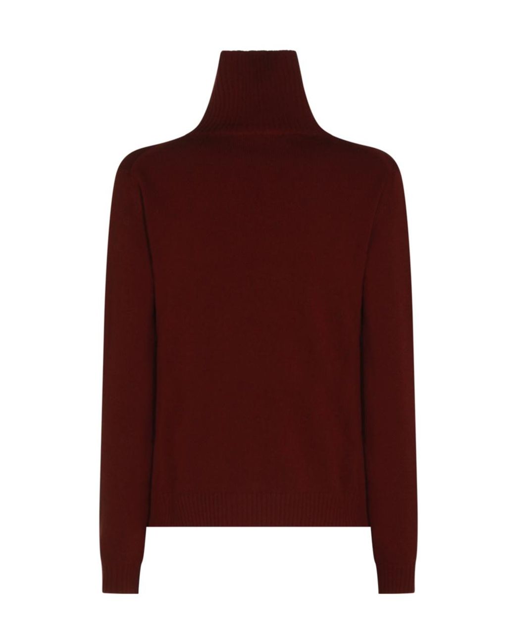 Jil Sander Red Ribbed High-Neck Jumper