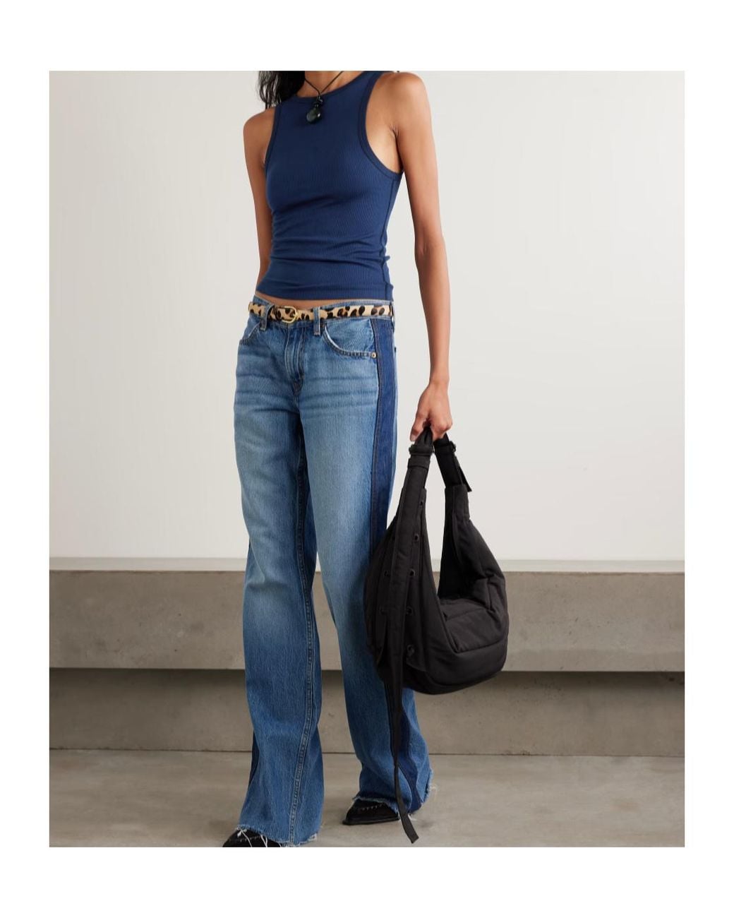 Re/done Blue X Hanes Ribbed Stretch-Modal Tank