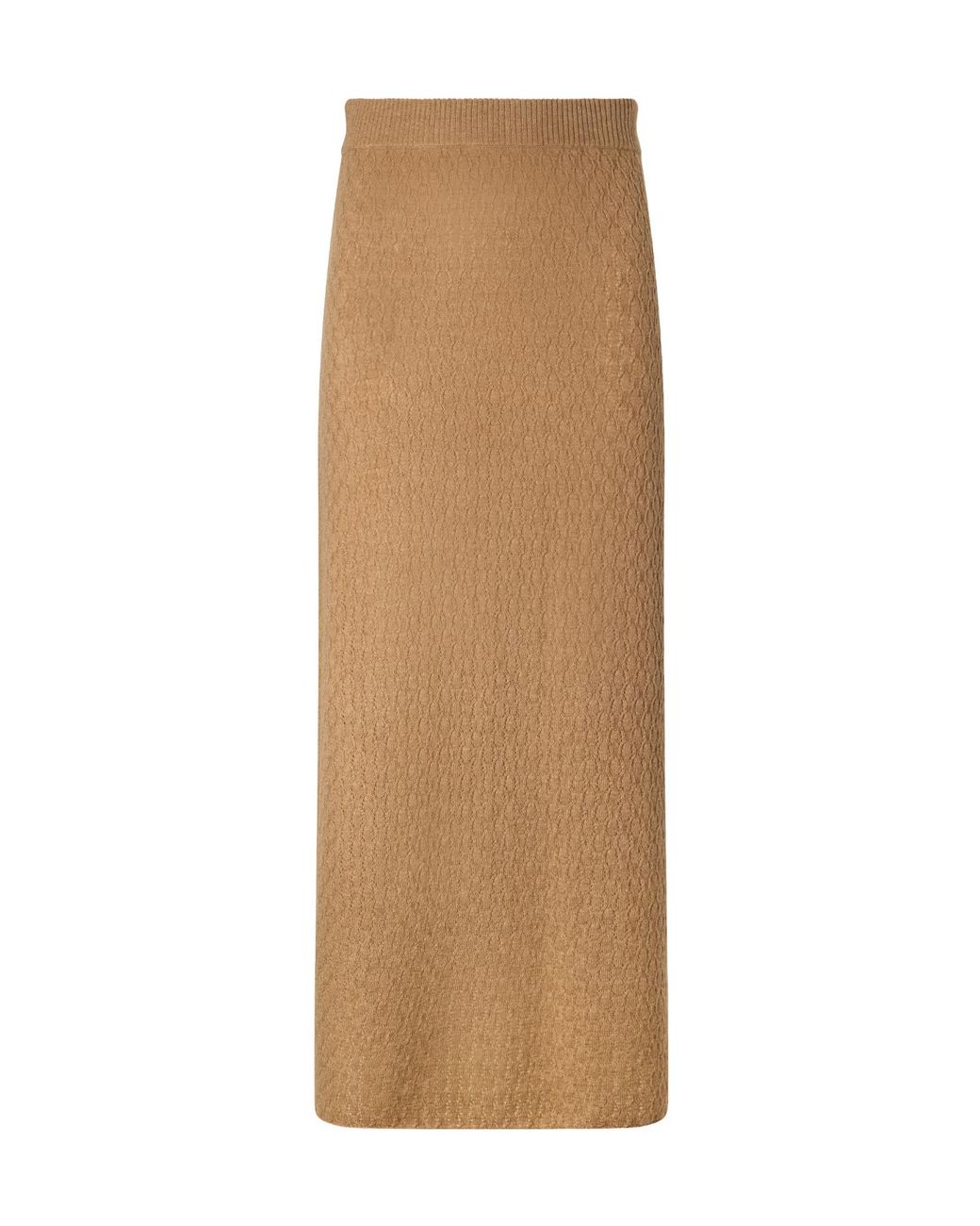 LeKasha Natural Camel Knit Midi Skirt