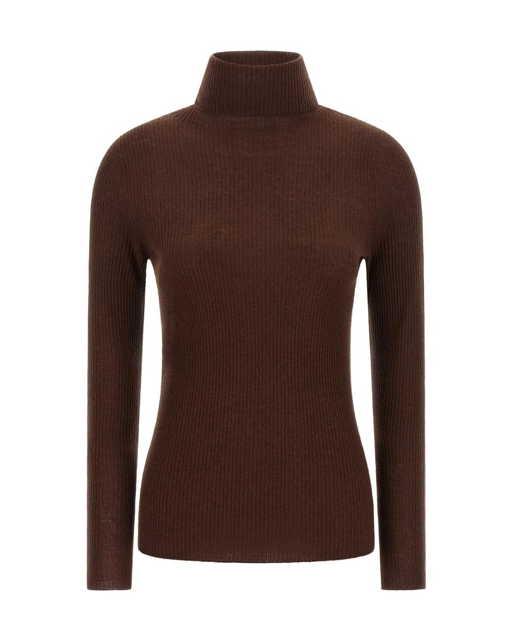 Fabiana Filippi Brown Ribbed Turtleneck Knitted Sweater