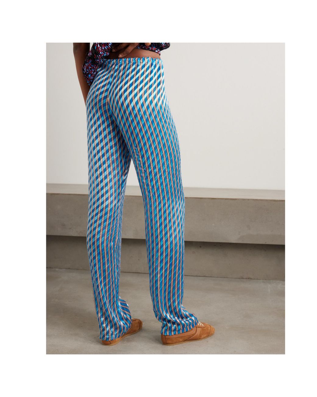 Dries Van Noten Blue Striped Drawstring Pants