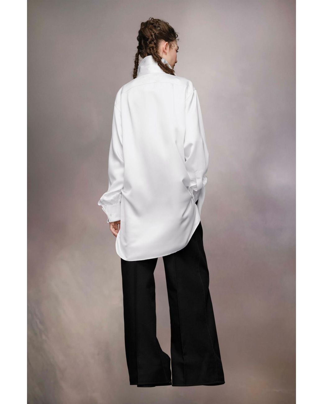 Maison Margiela White Long-Sleeved Buttoned Satin Shirt