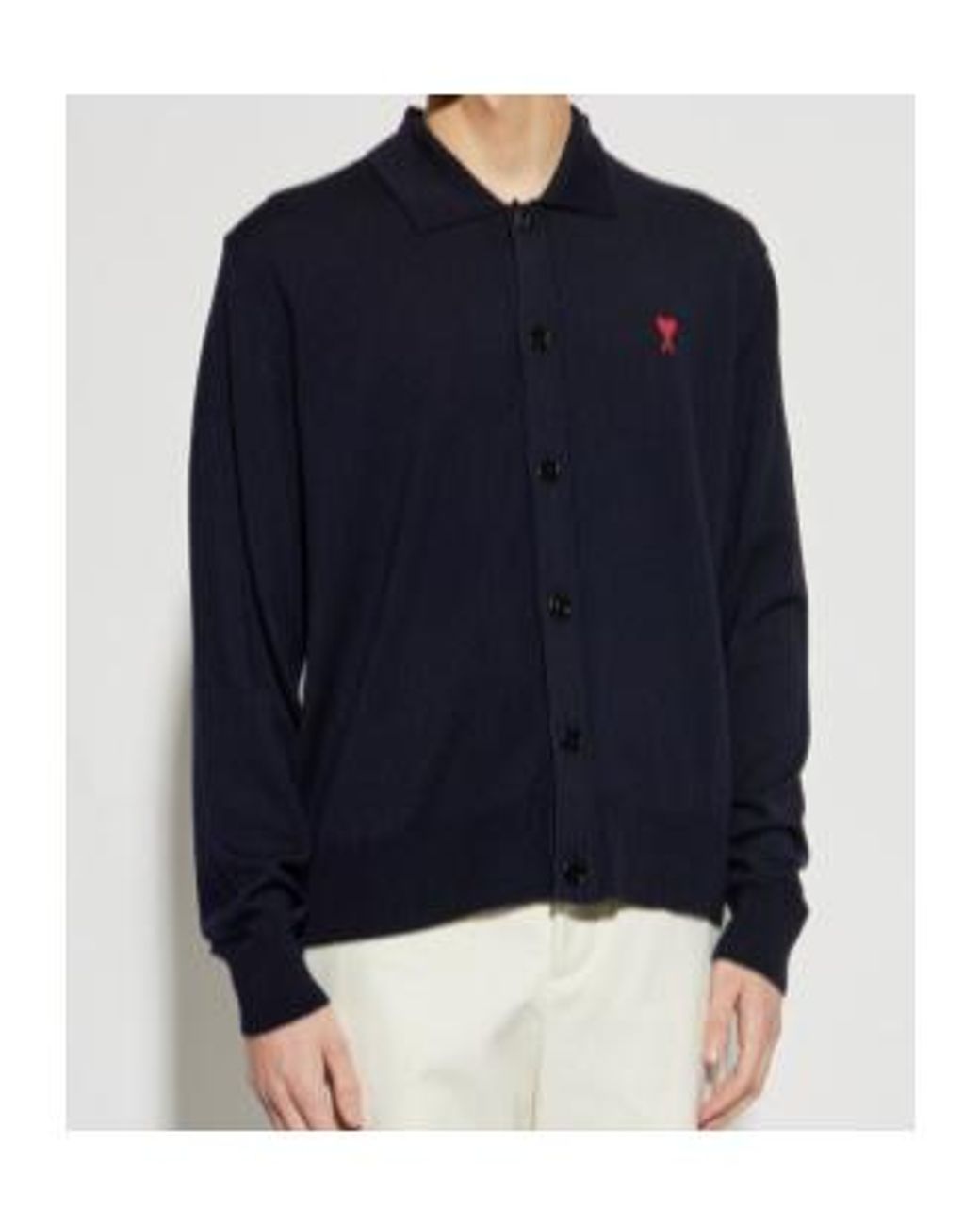 AMI Blue Ami De Coeur Knitted Cardigan for men