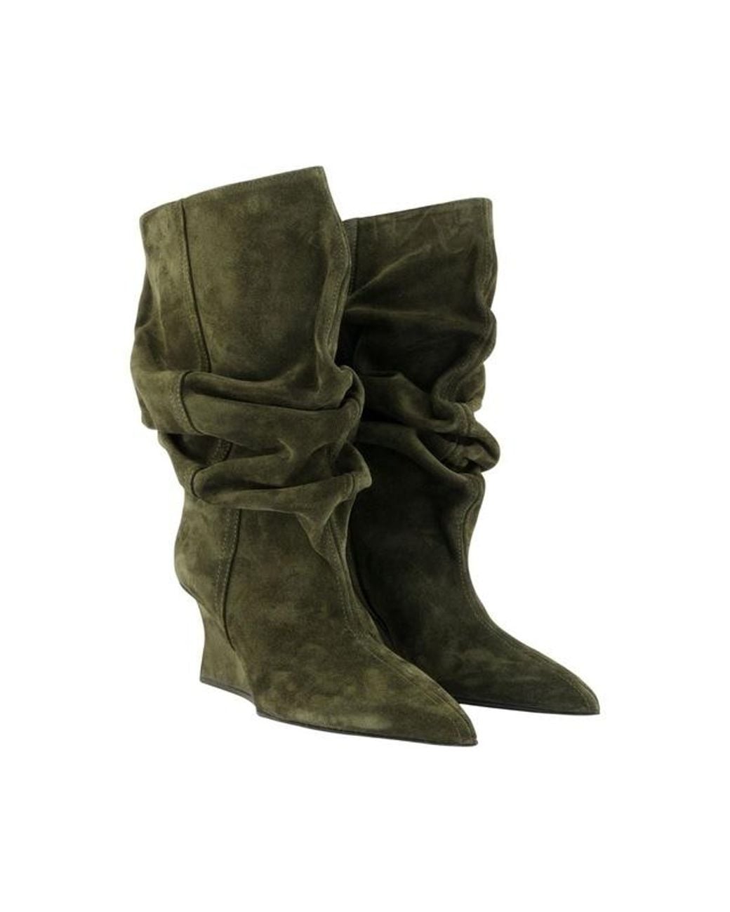 Balmain Green Slouch Wedge Boots