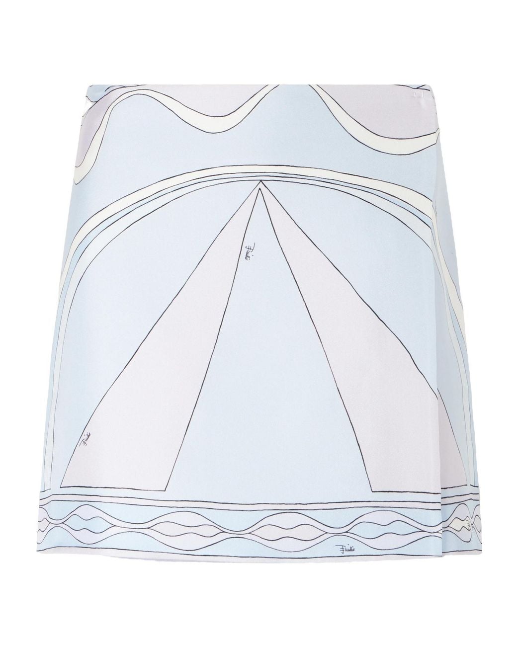 Emilio Pucci Blue Printed Silk-Twill Wrap Mini Skirt